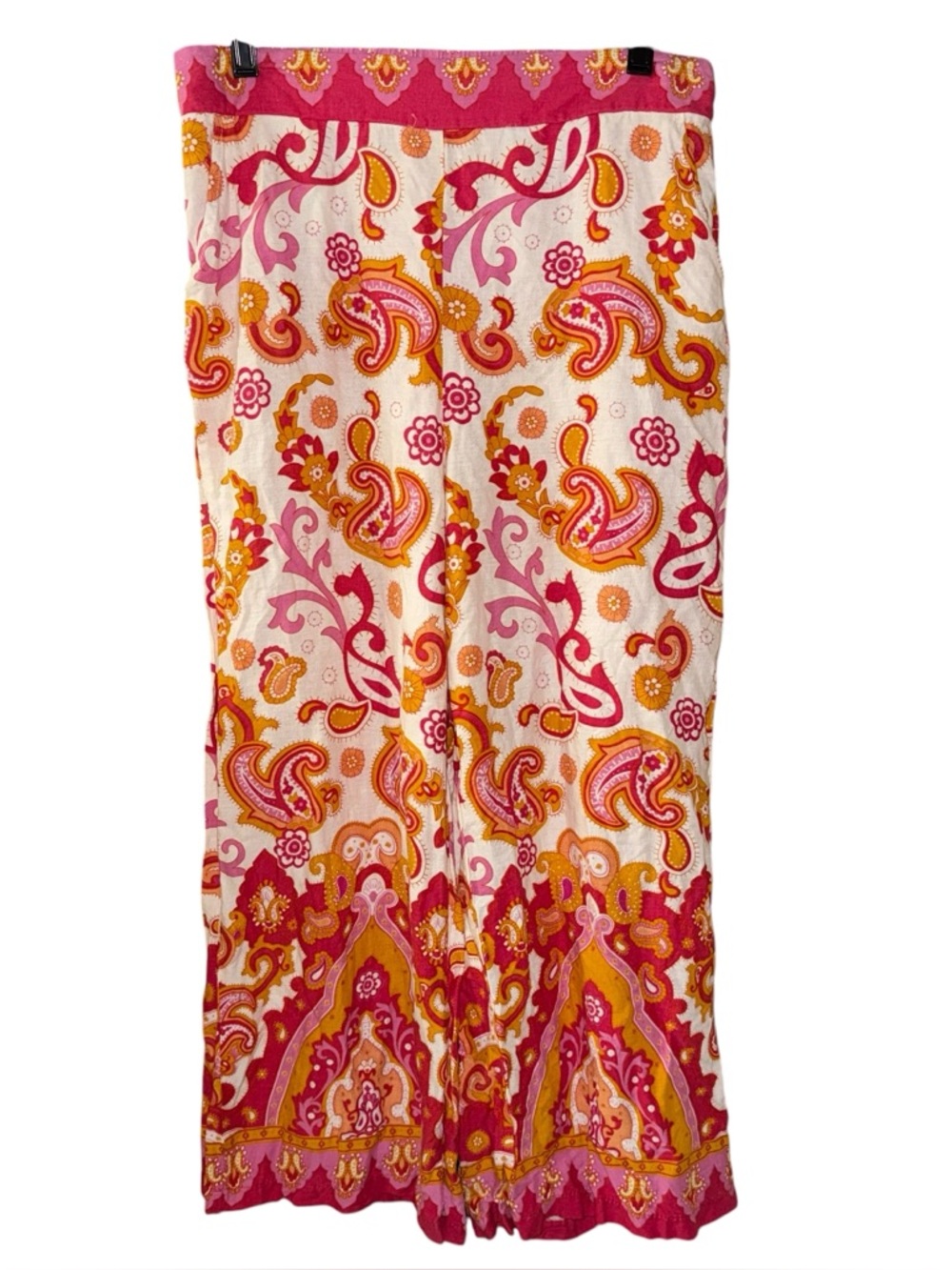 Haute Hippie Orange and Pink wide leg linen blend pants women’s Large